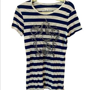 Wizarding World of Harry Potter Striped Rhinestone Embellished Ravenclaw Tee XL